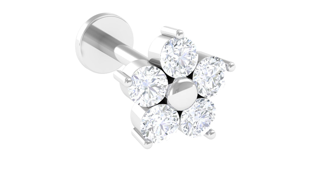 Moissanite Simple Flower Earring for Conch Piercing Moissanite - ( D-VS1 ) - Color and Clarity - Rosec Jewels