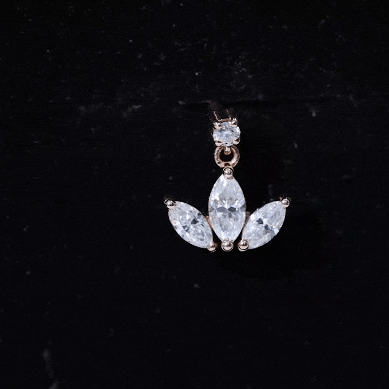 Marquise Cut Moissanite Lotus Flower Drop Helix Earring Moissanite - ( D-VS1 ) - Color and Clarity - Rosec Jewels