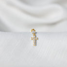 Moissanite Cross Dangly Earring for Helix Piercing D-VS1 - Rosec Jewels