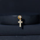 Moissanite Cross Dangly Earring for Helix Piercing D-VS1 - Rosec Jewels