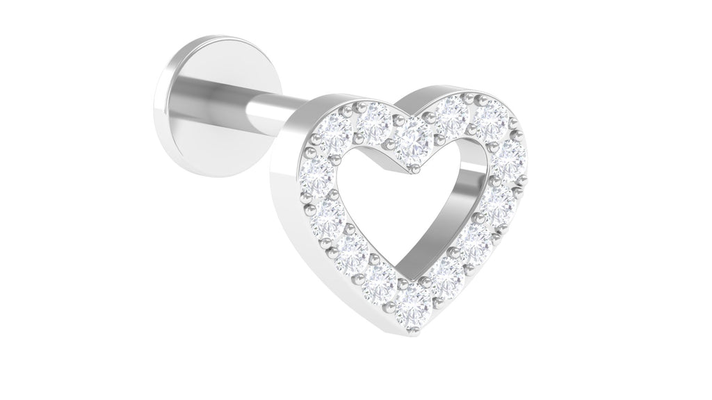 Cute Moissanite Open Heart Earring for Helix Piercing - Rosec Jewels