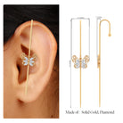 Elegant Certified Moissanite Butterfly Ear Pin Earring Moissanite - ( D-VS1 ) - Color and Clarity - Rosec Jewels