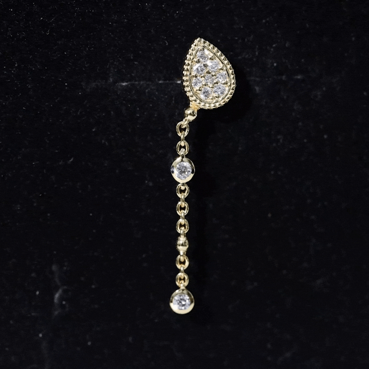 Natural Diamond Chain Dangle Earring for Cartilage Piercing Natural - ( HI-SI ) - Rosec Jewels