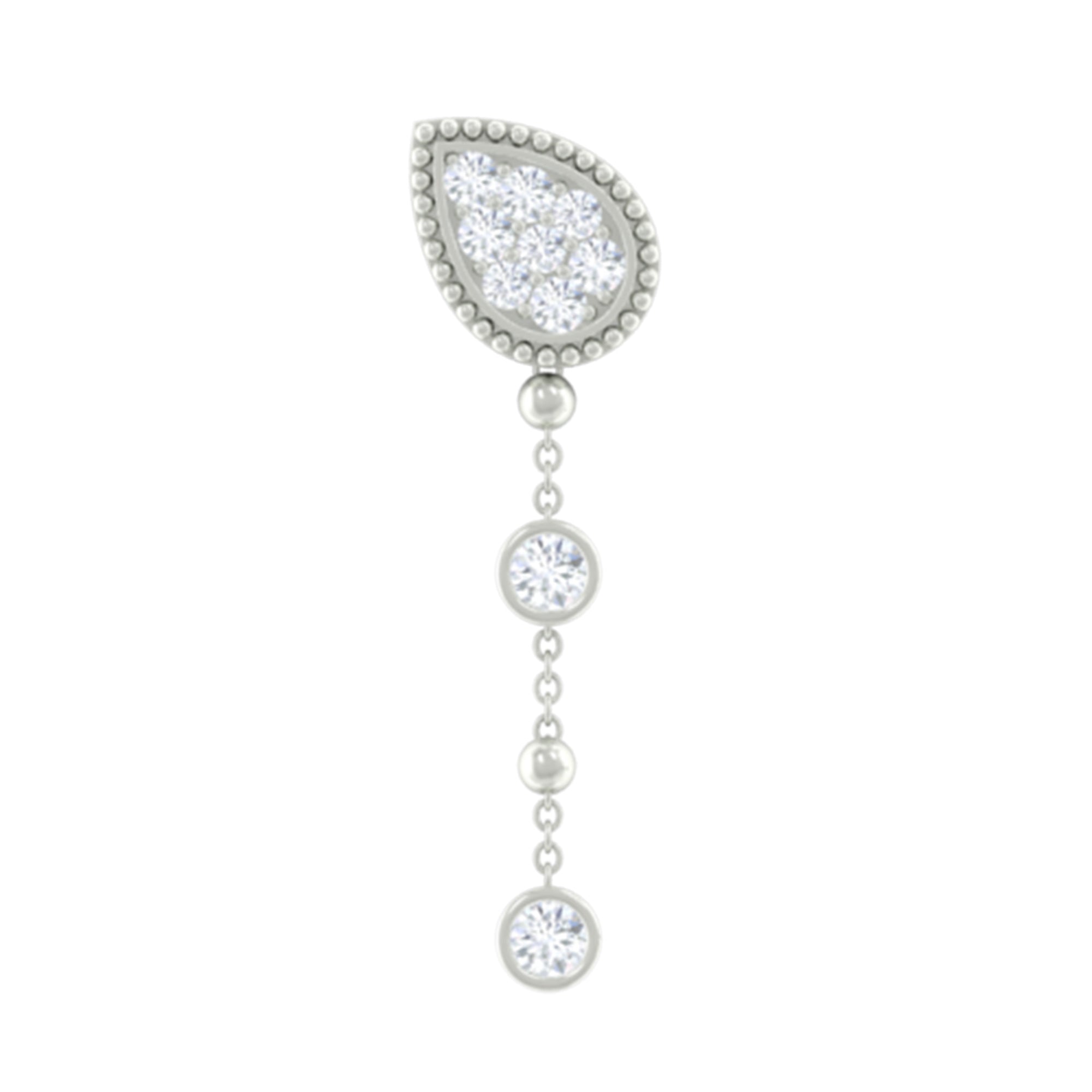 Natural Diamond Chain Dangle Earring for Cartilage Piercing Natural - ( HI-SI ) - Rosec Jewels