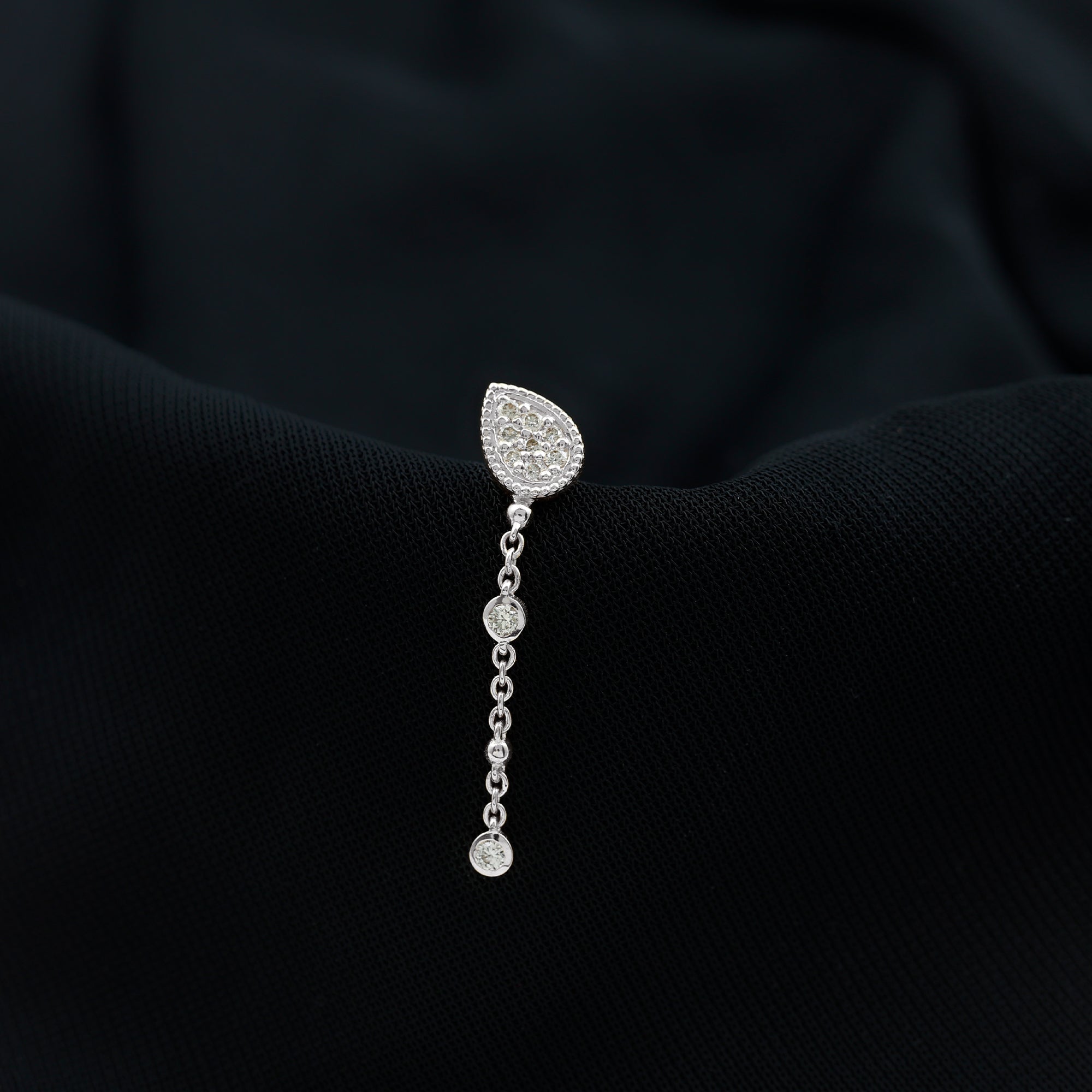 Natural Diamond Chain Dangle Earring for Cartilage Piercing Natural - ( HI-SI ) - Rosec Jewels