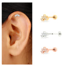 Natural Round Diamond Flower Earring for Helix Piercing Natural - ( HI-SI ) - Rosec Jewels
