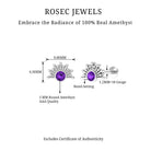 Bezel Set Round Amethyst Sunburst Helix Earring AAA - Rosec Jewels