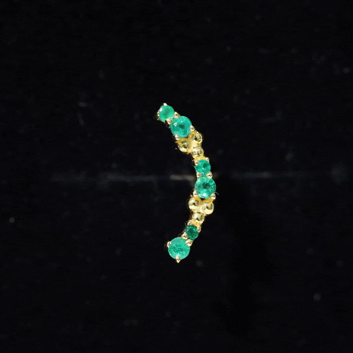 Natural Emerald Crawler Cartilage Earring with Beaded Details AAA - Rosec Jewels
