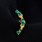 Natural Emerald Crawler Cartilage Earring with Beaded Details AAA - Rosec Jewels