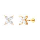 Marquise Cut Moissanite Flower Cartilage Earring Moissanite - ( D-VS1 ) - Color and Clarity - Rosec Jewels