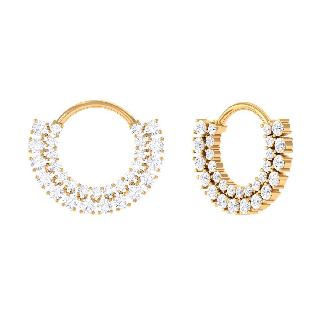 Elegant Moissanite Daith Hoop Earring in Gold Moissanite - ( D-VS1 ) - Color and Clarity - Rosec Jewels