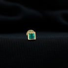 Princess Cut Emerald Helix Earring in Bezel Setting Emerald - ( AAA ) - Quality - Rosec Jewels