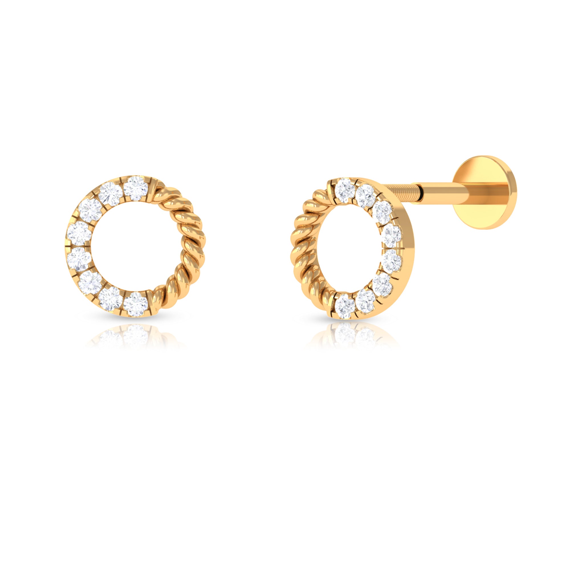 Diamond Circle Earring for Conch Piercing