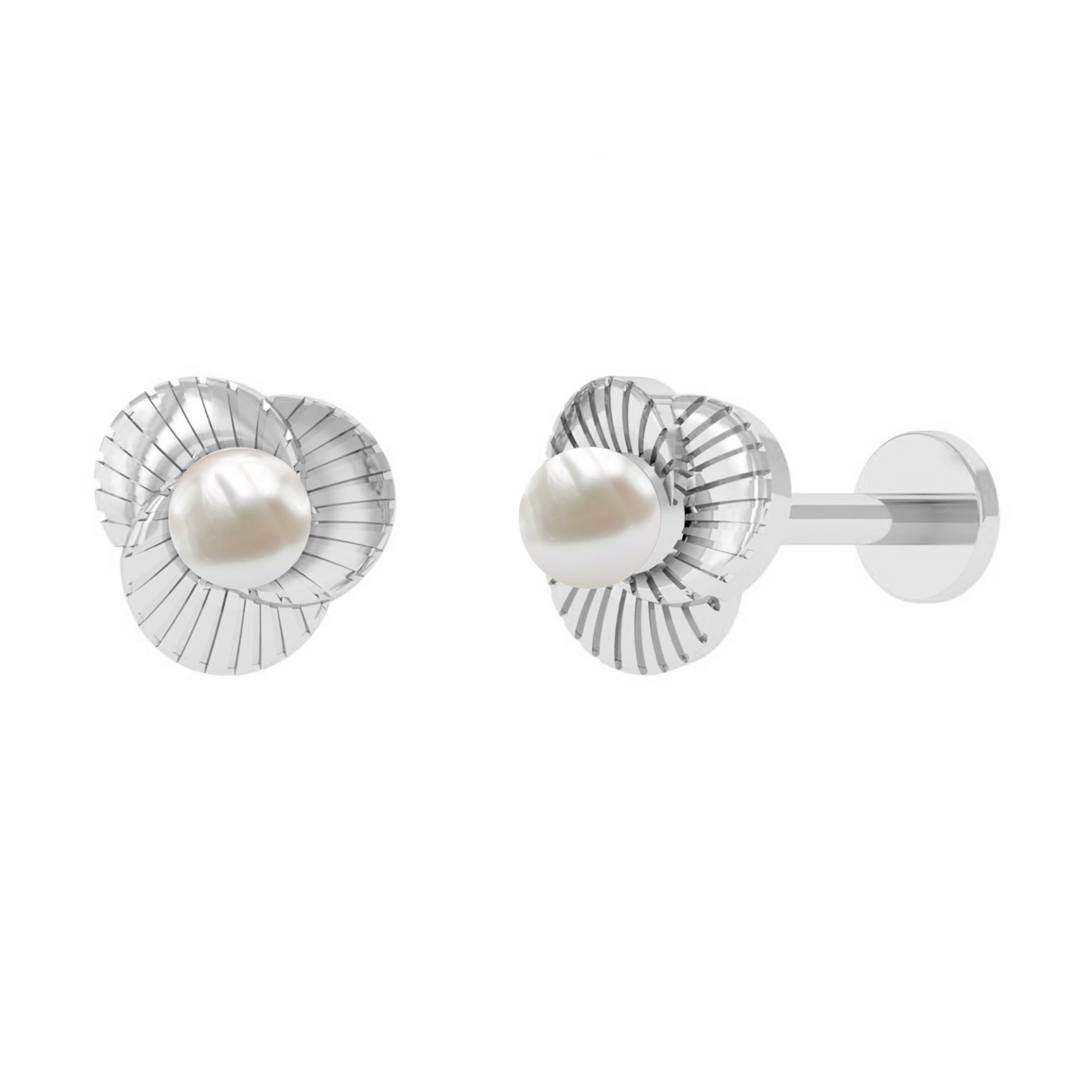 Rosec Jewels-Real Freshwater Pearl Floral Earring for Helix Piercing