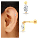 Marquise Moissanite Drop Earring for Tragus Piercing D-VS1 - Rosec Jewels