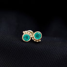 Bezel Set Emerald Two Stone Helix Earring with Gold Beaded Emerald - ( AAA ) - Quality - Rosec Jewels