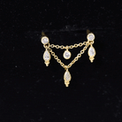 1/2 CT Beaded Bezel Set Diamond Double Chain Drop Earring Diamond - ( HI-SI ) - Color and Clarity - Rosec Jewels