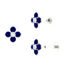 Blue Sapphire and Moissanite Flower Earring for Rook Piercing Blue Sapphire - ( AAA ) - Quality - Rosec Jewels