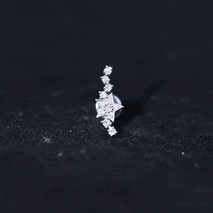 Real Diamond Celestial Crawler Cartilage Earring in Gold Diamond - ( HI-SI ) - Color and Clarity - Rosec Jewels