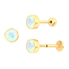 Round Ethiopian Opal Helix Earring in Gold Ethiopian Opal - ( AAA ) - Quality - Rosec Jewels
