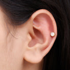 Round Ethiopian Opal Helix Earring in Gold Ethiopian Opal - ( AAA ) - Quality - Rosec Jewels