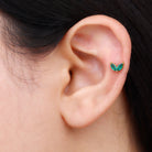 Marquise Created Emerald Leaf Earring for Helix Piercing Lab Created Emerald - ( AAAA ) - Quality - Rosec Jewels