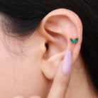 Marquise Created Emerald Leaf Earring for Helix Piercing Lab Created Emerald - ( AAAA ) - Quality - Rosec Jewels
