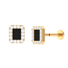 Moissanite Geometric Cartilage Earring with Black Enamel Moissanite - ( D-VS1 ) - Color and Clarity - Rosec Jewels
