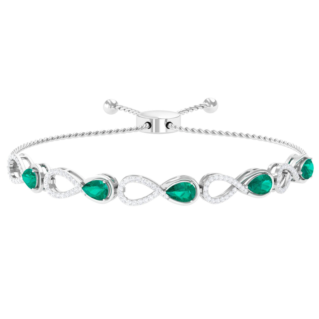 Real Emerald Infinity Bracelet With Moissanite Emerald - ( AAA ) - Quality - Rosec Jewels