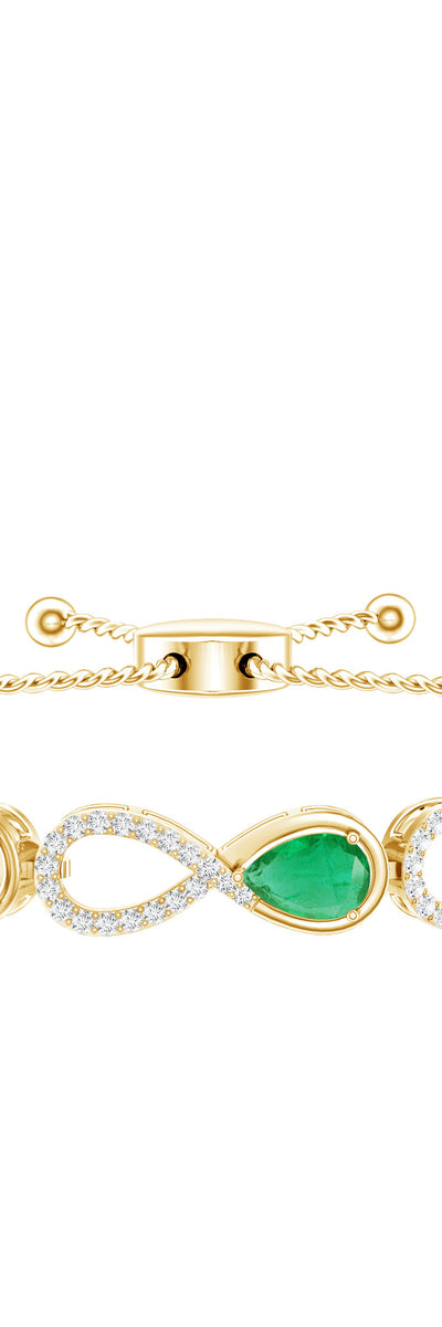 Rosec Jewels Real Emerald Infinity Bracelet With Moissanite