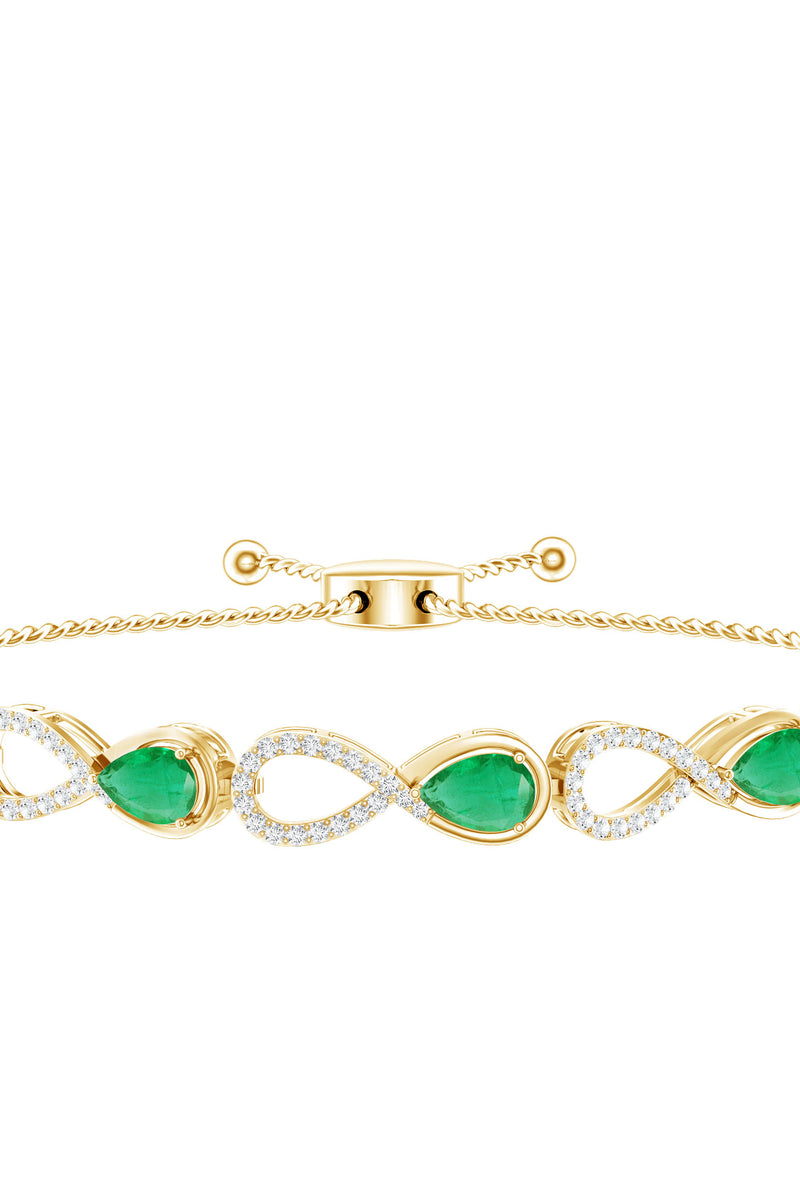 Rosec Jewels Real Emerald Infinity Bracelet With Moissanite