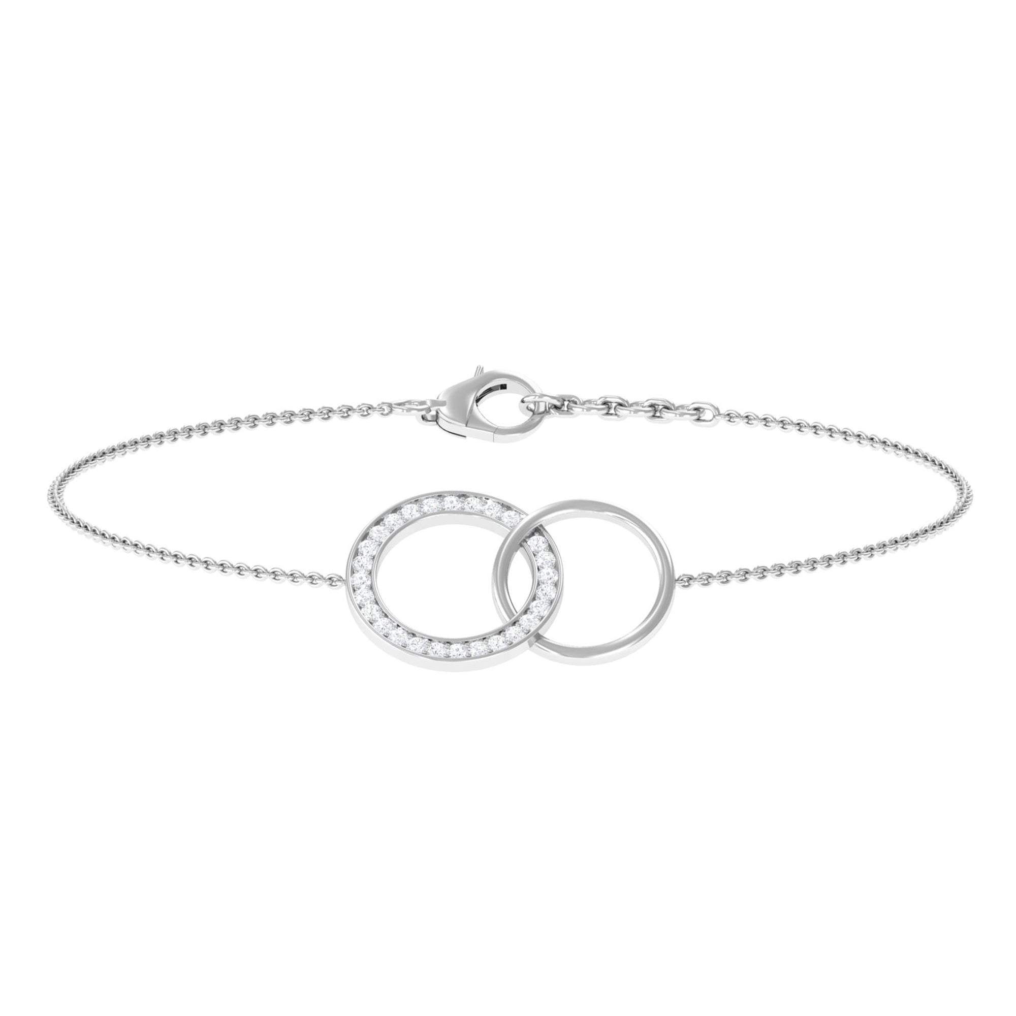 Diamond Eternity Chain Bracelet with Interlock Details Diamond - ( HI-SI ) - Color and Clarity - Rosec Jewels