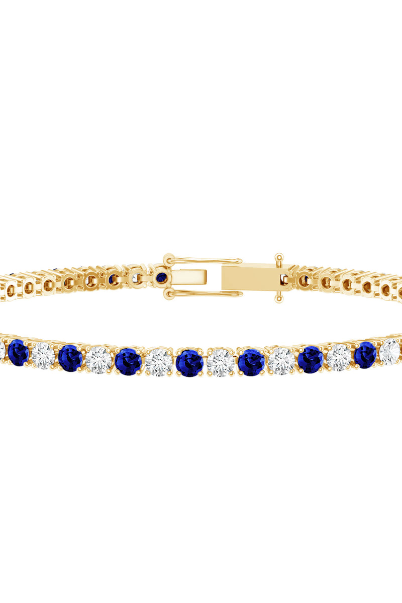 Rosec Jewels Certified Lab Grown Diamond and Sapphire Wedding Tennis Bracelet