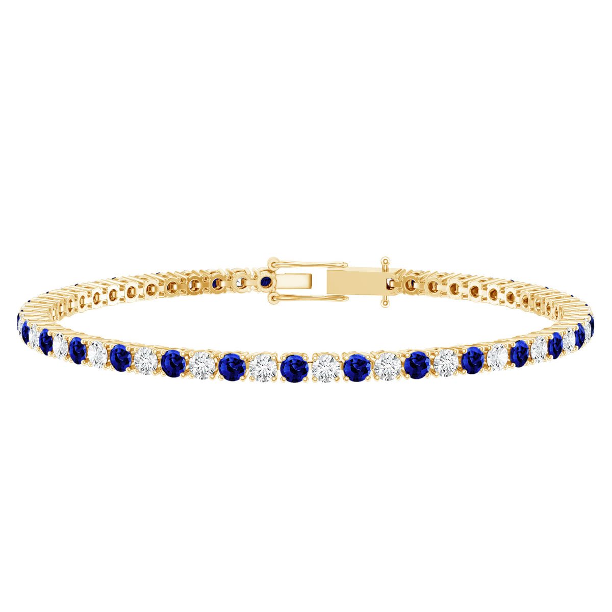 Rosec Jewels Certified Lab Grown Diamond and Sapphire Wedding Tennis Bracelet