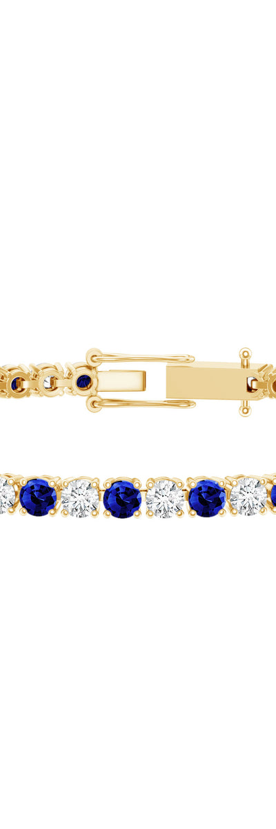 Rosec Jewels Certified Lab Grown Diamond and Sapphire Wedding Tennis Bracelet