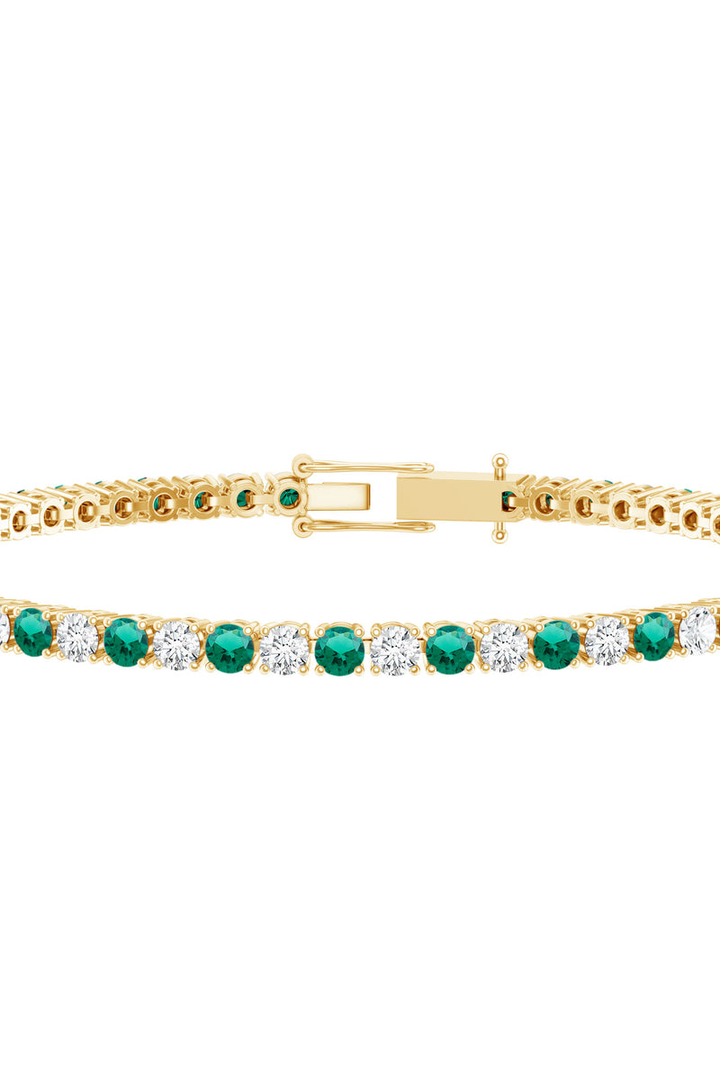 Rosec Jewels Certified Lab Grown Diamond and Emerald Wedding Tennis Bracelet
