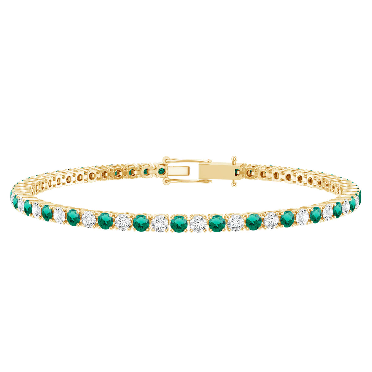 Rosec Jewels Certified Lab Grown Diamond and Emerald Wedding Tennis Bracelet