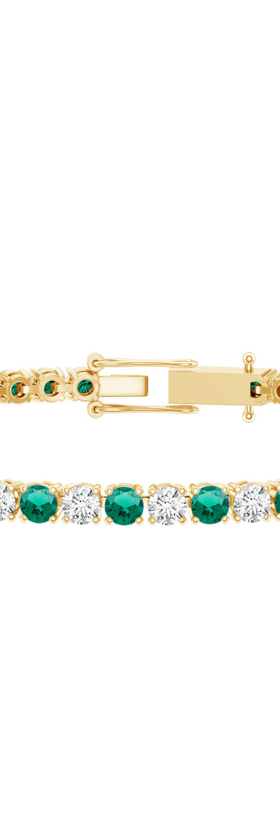 Rosec Jewels Certified Lab Grown Diamond and Emerald Wedding Tennis Bracelet