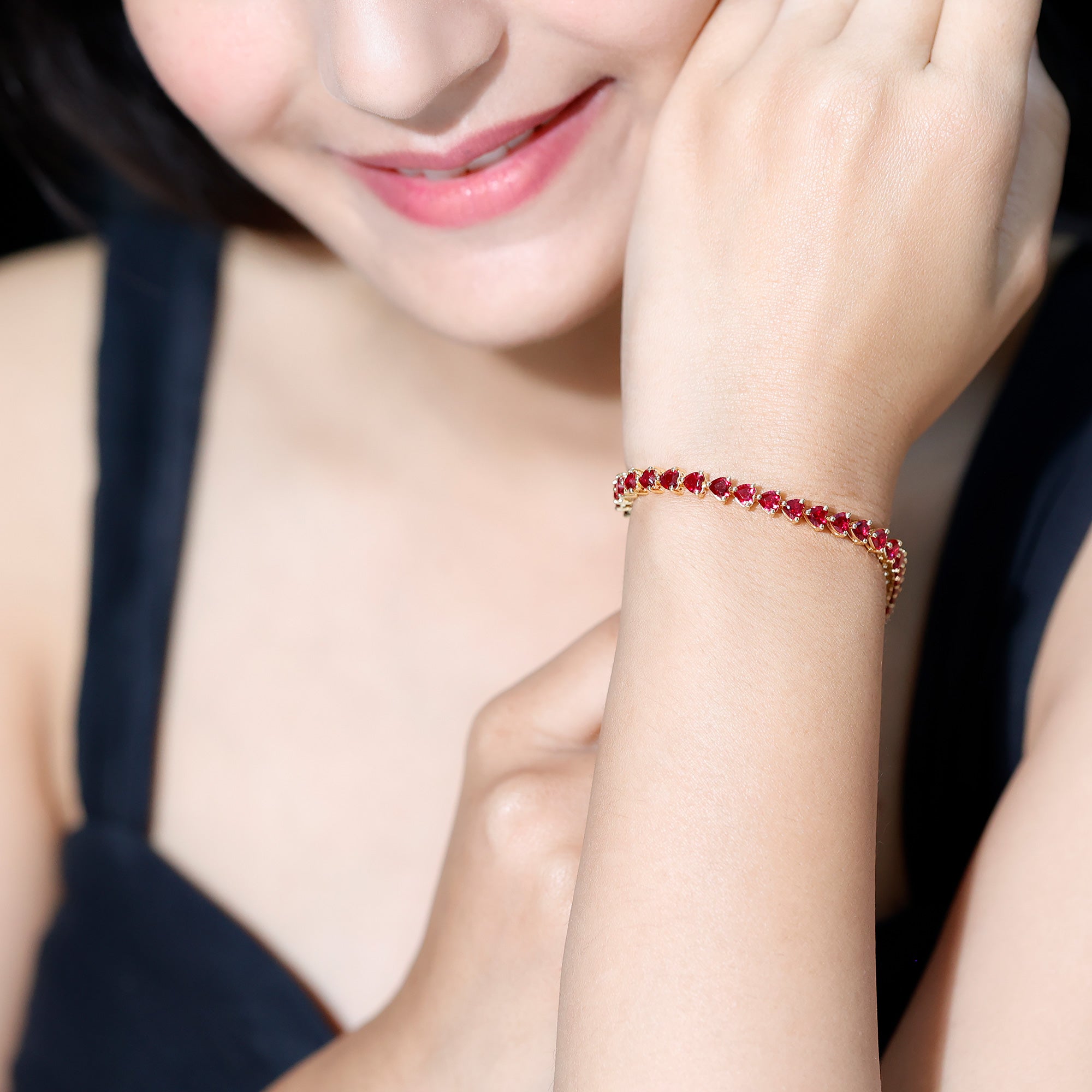 Heart Shape Lab Grown Ruby Tennis Bracelet – Rosec Jewels