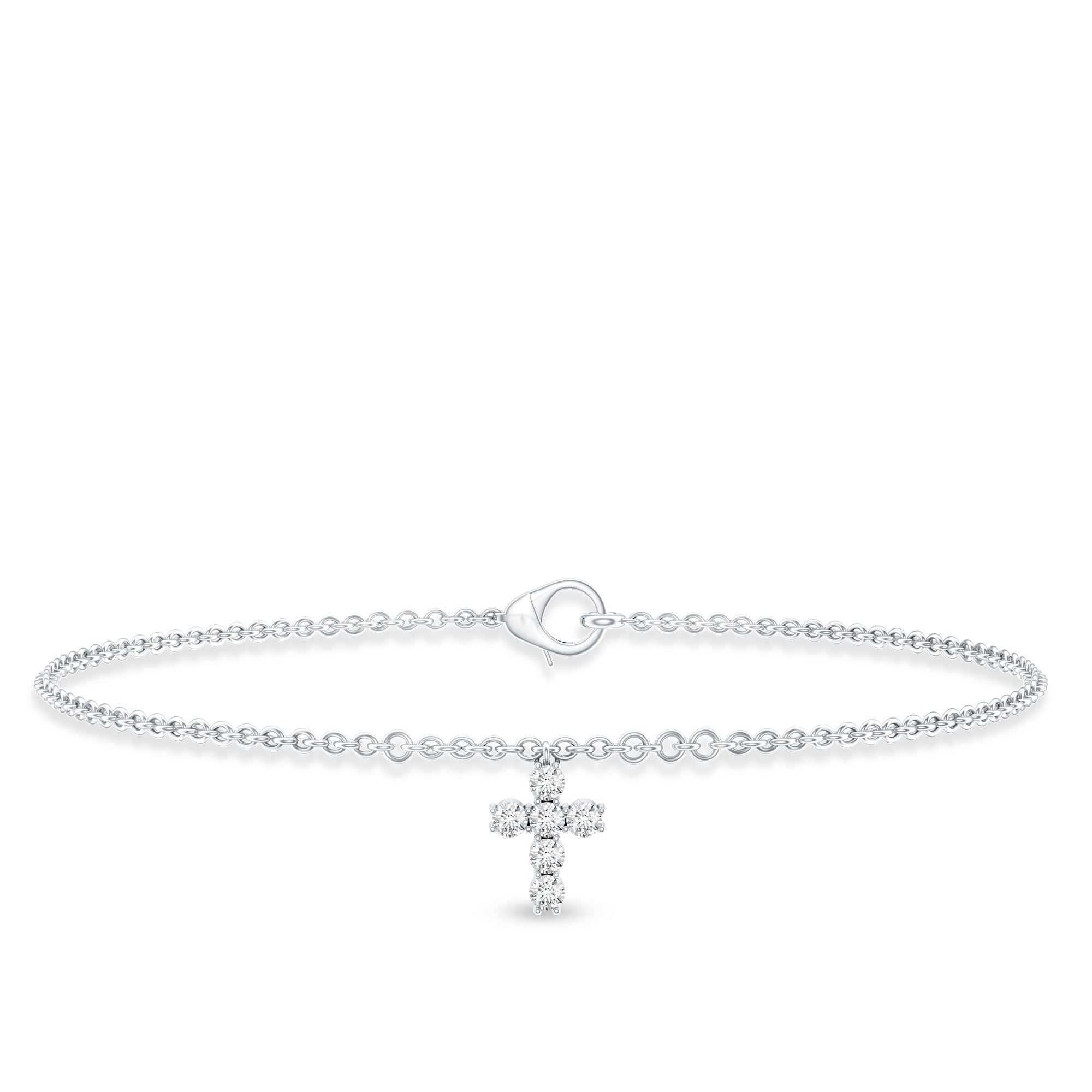 Certified Lab Grown Diamond Cross Bracelet Lab - ( EF-VS ) - Rosec Jewels