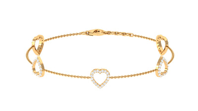 Rosec Jewels Certified Diamond Heart Chain Bracelet in Prong Setting