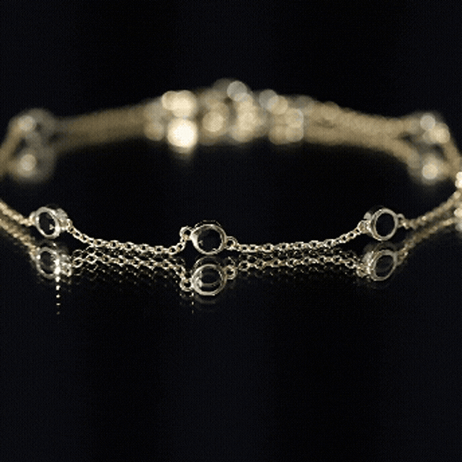 Bezel Set Black Onyx Seven Stone Station Chain Bracelet AAA - Rosec Jewels