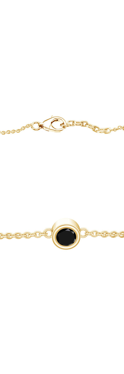 Rosec Jewels Bezel Set Black Onyx Seven Stone Station Chain Bracelet