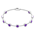 Bezel Set 4 Carat Amethyst Station Chain Bracelet for Women AAA - Rosec Jewels
