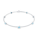 Bezel Set Aquamarine Station Bracelet for Women AAA - Rosec Jewels
