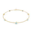 Bezel Set Aquamarine Station Bracelet for Women AAA - Rosec Jewels