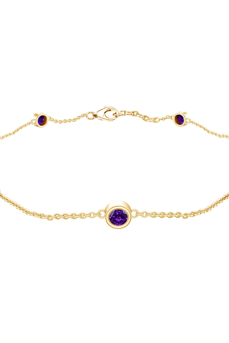 Rosec Jewels Real Amethyst Chain Bracelet in Bezel Setting