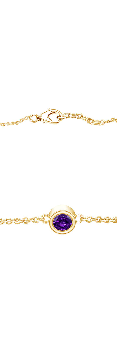 Rosec Jewels Real Amethyst Chain Bracelet in Bezel Setting
