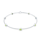 Bezel Set Seven Stone Peridot Station Bracelet AAA - Rosec Jewels