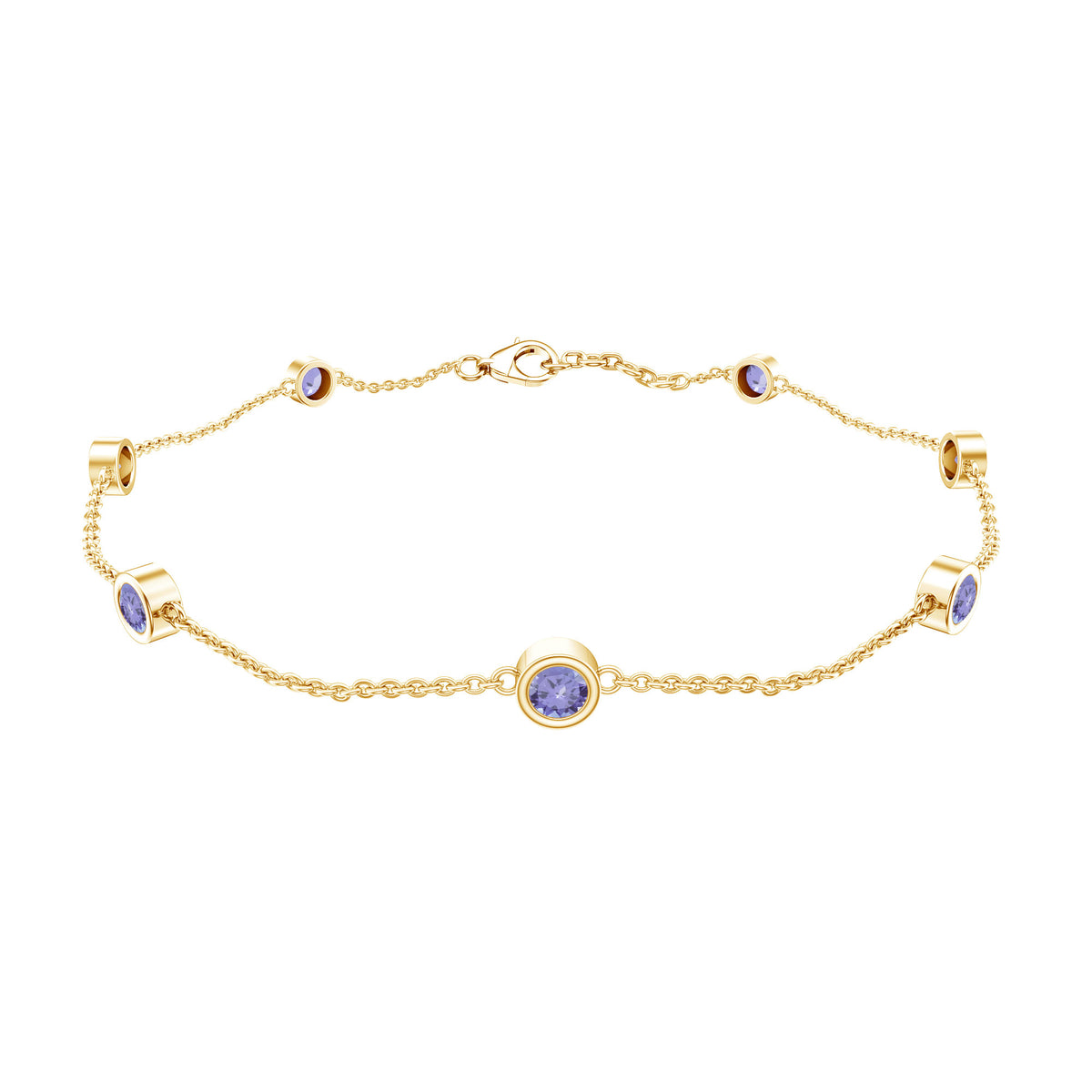 Rosec Jewels Certified Natural Tanzanite Chain Bracelet for Her
